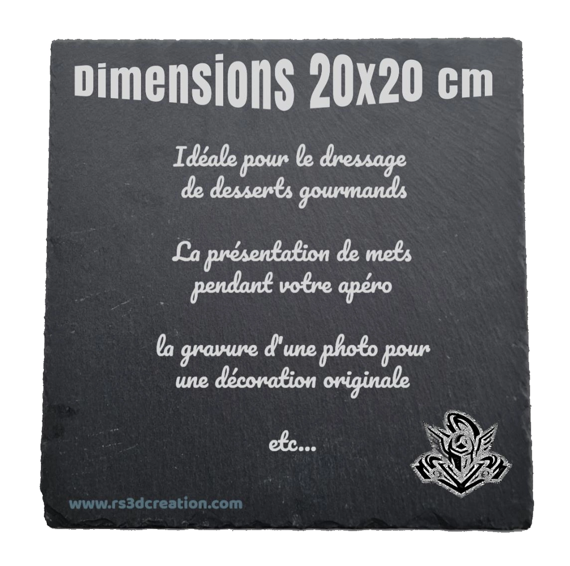 20x20 cm - Assiette ou plat de présentation en ardoise