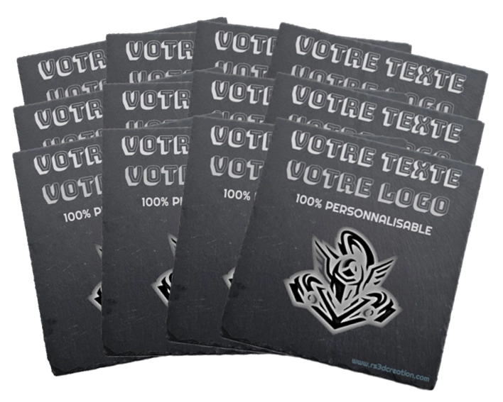 Lot de 12 dessous de verre en ardoise 10x10 cm